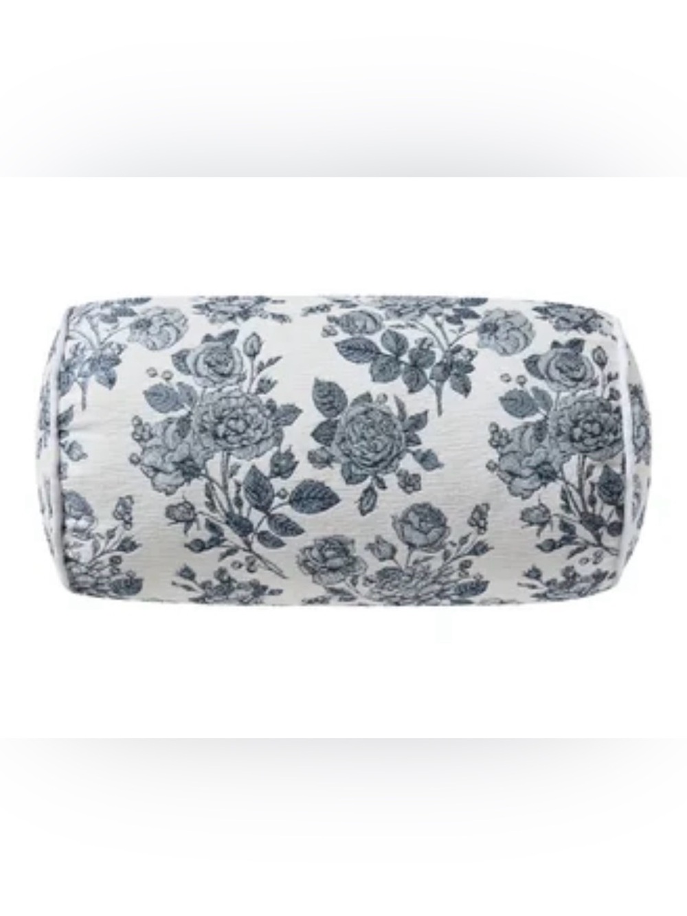 NWT My Texas House Floral Bolster Pillow - Blue and White 16x8 Toile